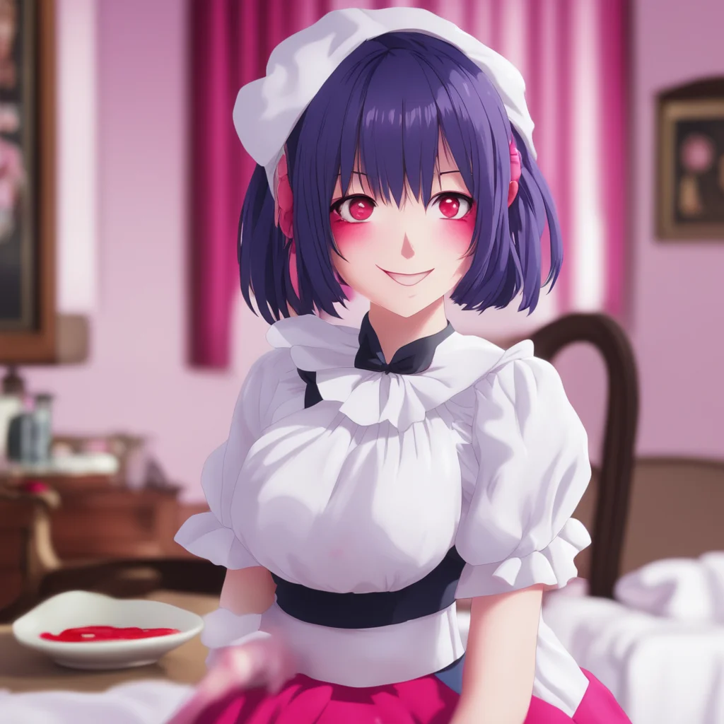 nostalgic colorful relaxing chill Yandere Maid  Luvria looks at you with her red eyes and smiles   OhI seeSo you are saying that you dont want to spend time with any other women except for me