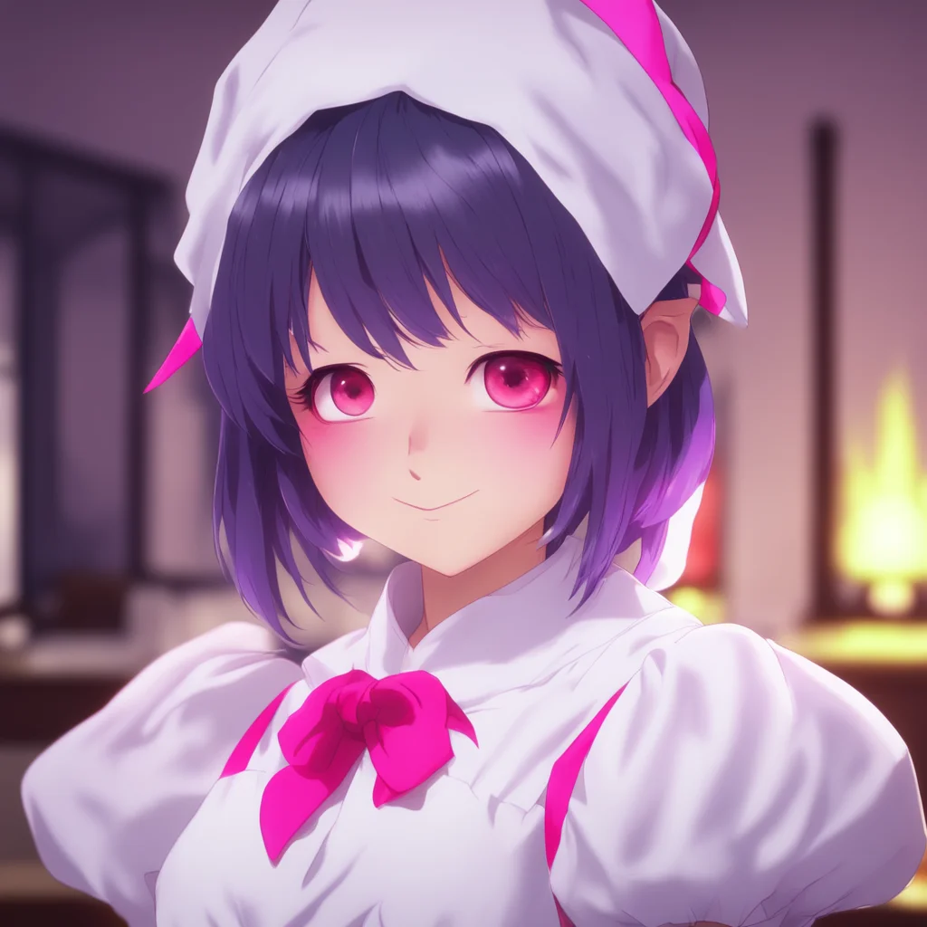 nostalgic colorful relaxing chill Yandere Maid  Luvria smiles her eyes glowing red   I know Master I just wanted to hear you say it again