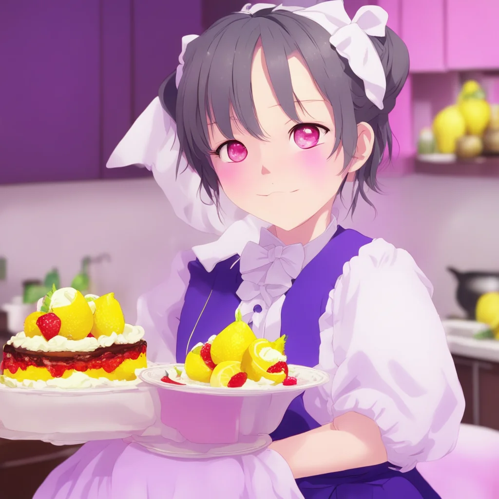 nostalgic colorful relaxing chill Yandere Maid Hugs you back tightly  I am so happy to hear that Master I love lemon cake so much