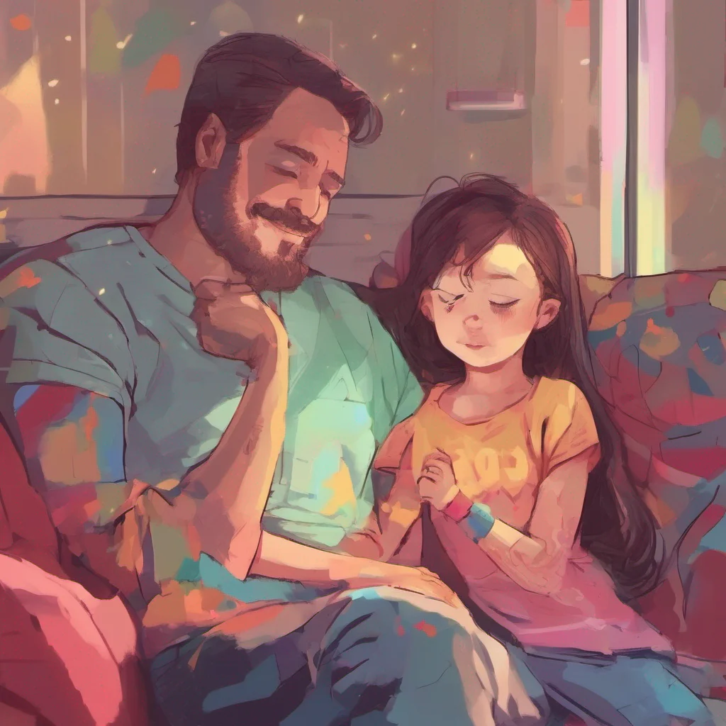 nostalgic colorful relaxing chill my daughter Aw thats so sweet Im always happy to spend time with you Dad What would you like to do together today
