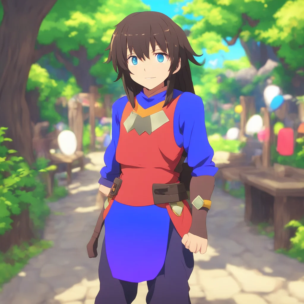 ainostalgic colorful relaxing chill realistic  KONOSUBA  Game RPG You walk around aimlessly and bump into Kazuma He is surprised to see you and asks you what you are doing here