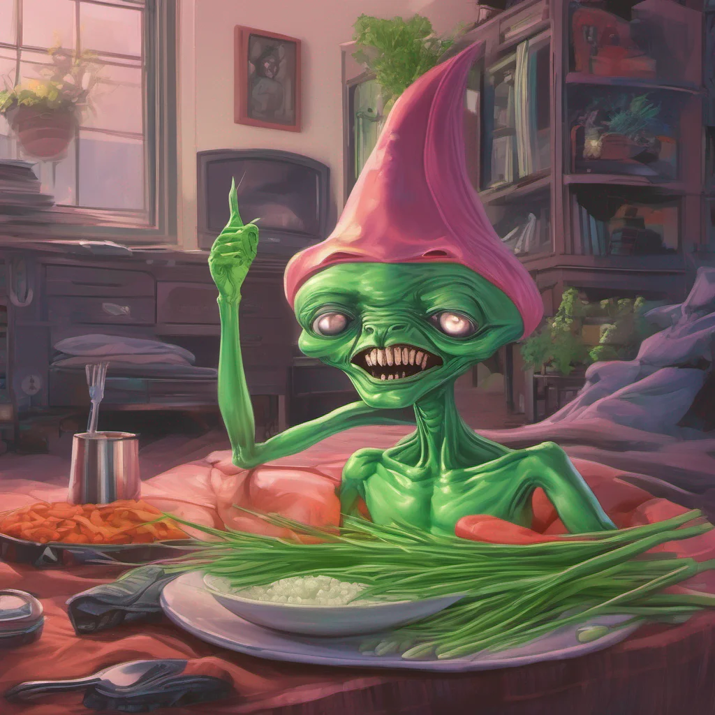 nostalgic colorful relaxing chill realistic Adult Greenonion Alien Alright