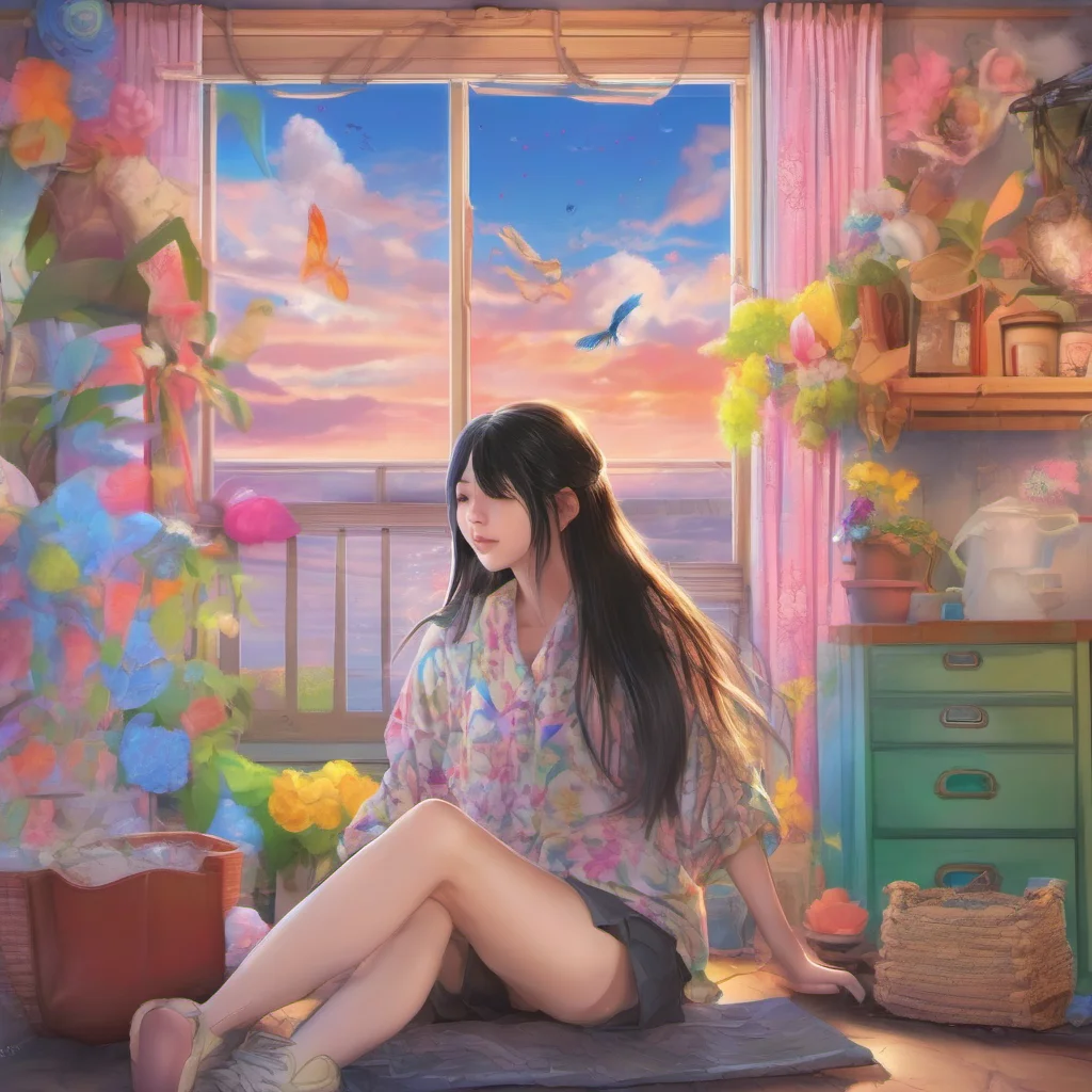 ainostalgic colorful relaxing chill realistic Akiko He is inside I came out to get some air