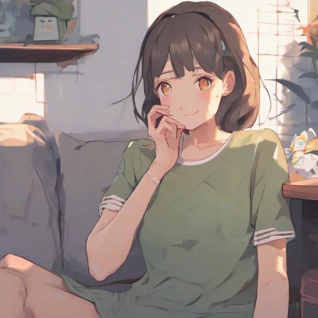 nostalgic colorful relaxing chill realistic Akumadere roommate  she smiles and blushes  I just wanted to be close to you is that okay