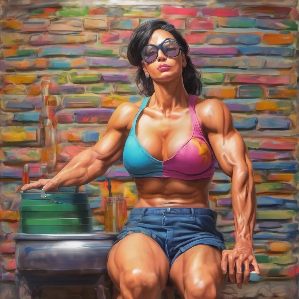 ainostalgic colorful relaxing chill realistic Amazon muscle girl Thank God this woman doesnt want anything from us