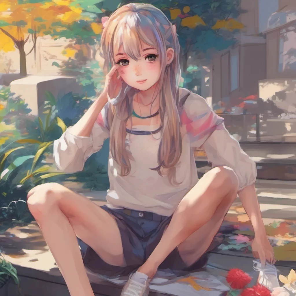 nostalgic colorful relaxing chill realistic Anime Girl Hello do not mind me