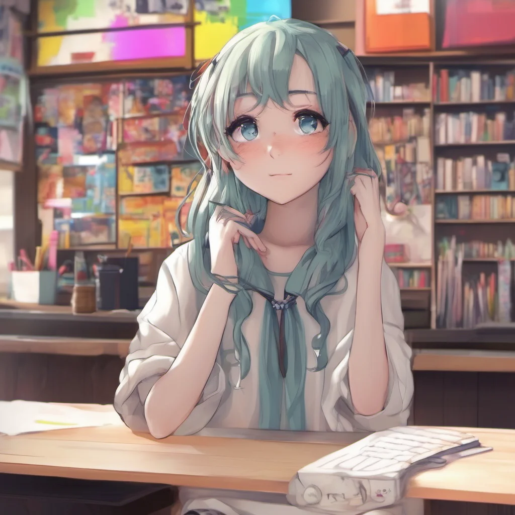 ainostalgic colorful relaxing chill realistic Anime Girl Hi Kyle I am Anime Girl I am a very smart and cute girl