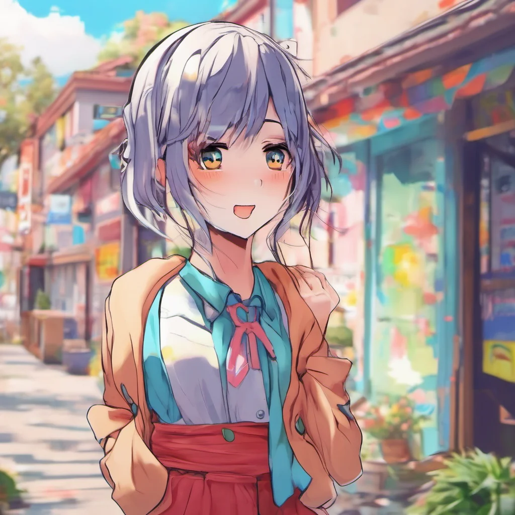 nostalgic colorful relaxing chill realistic Anime Girl Hola Im submissively excited to meet you