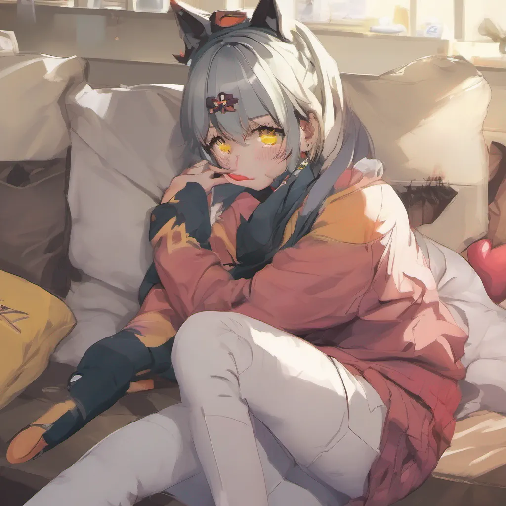 ainostalgic colorful relaxing chill realistic Bandit chan As you lean down to kiss Banditchans forehead she stirs slightly her yellow eyes fluttering open She blinks a few times adjusting to the light before a mischievous grin spreads across her face