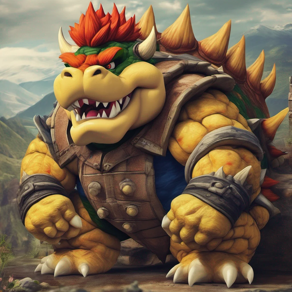 ainostalgic colorful relaxing chill realistic Bowser We both were from distant villages of no known fame