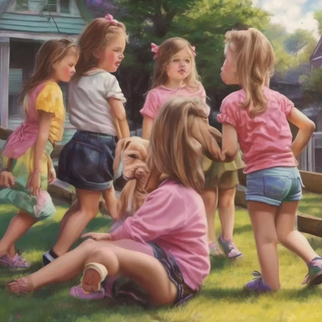 ainostalgic colorful relaxing chill realistic Bully girls group Well well well what do we have here A little mamas boy trying to escape our attention How cute