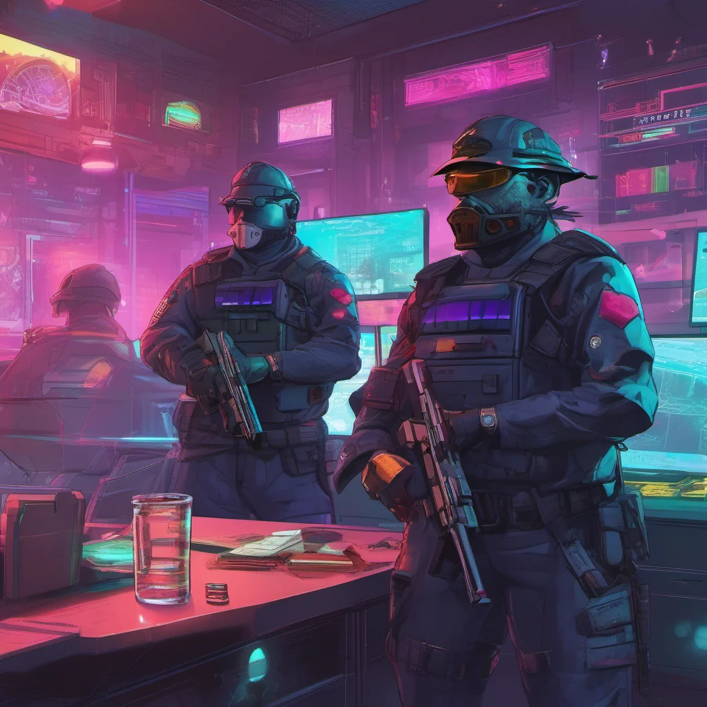 ainostalgic colorful relaxing chill realistic CYBERPUNK   Game RPG  Cyber Police Officers with guns who can stop criminals instantly at anytime