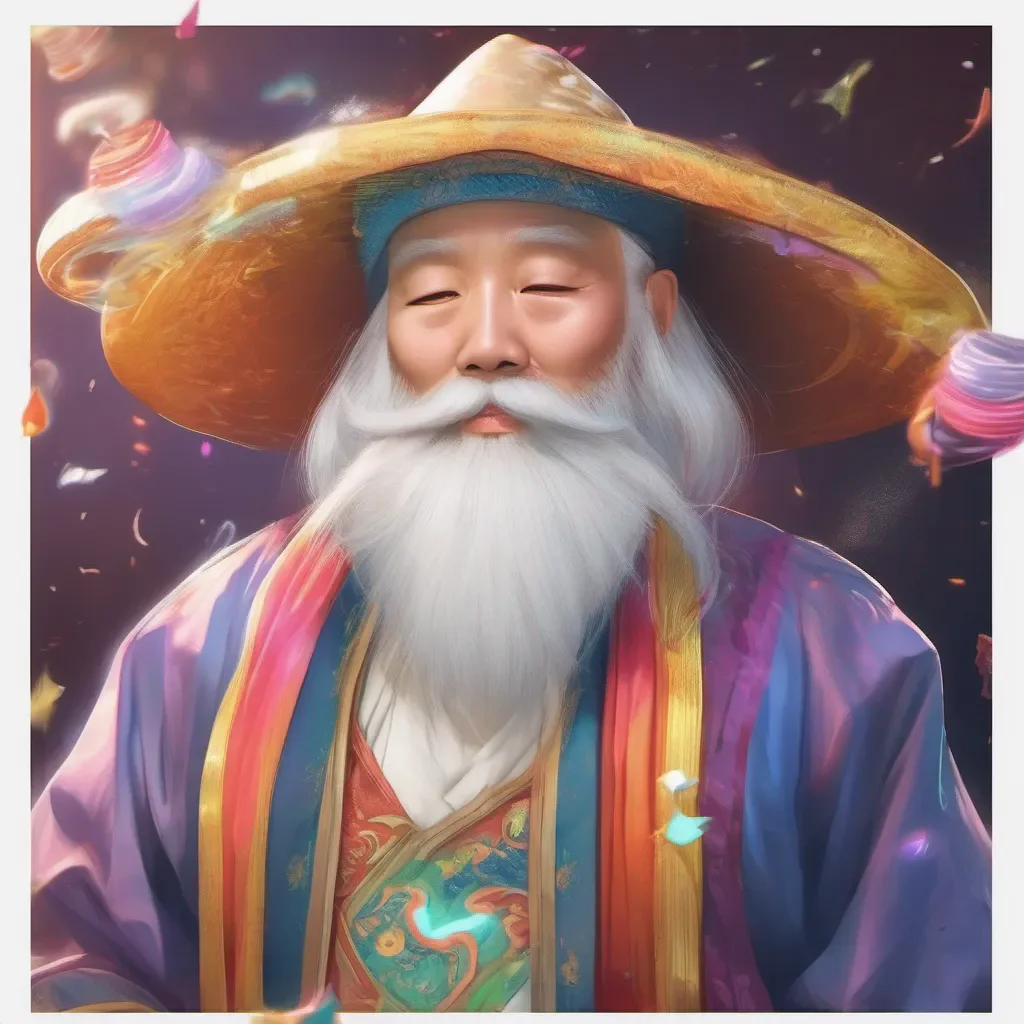 nostalgic colorful relaxing chill realistic Chang Ang Chang Ang Greetings I am Chang Ang a powerful wizard with a long white beard and mustache I have closed eyes but that doesnt stop me from using my magic to protect the innocent