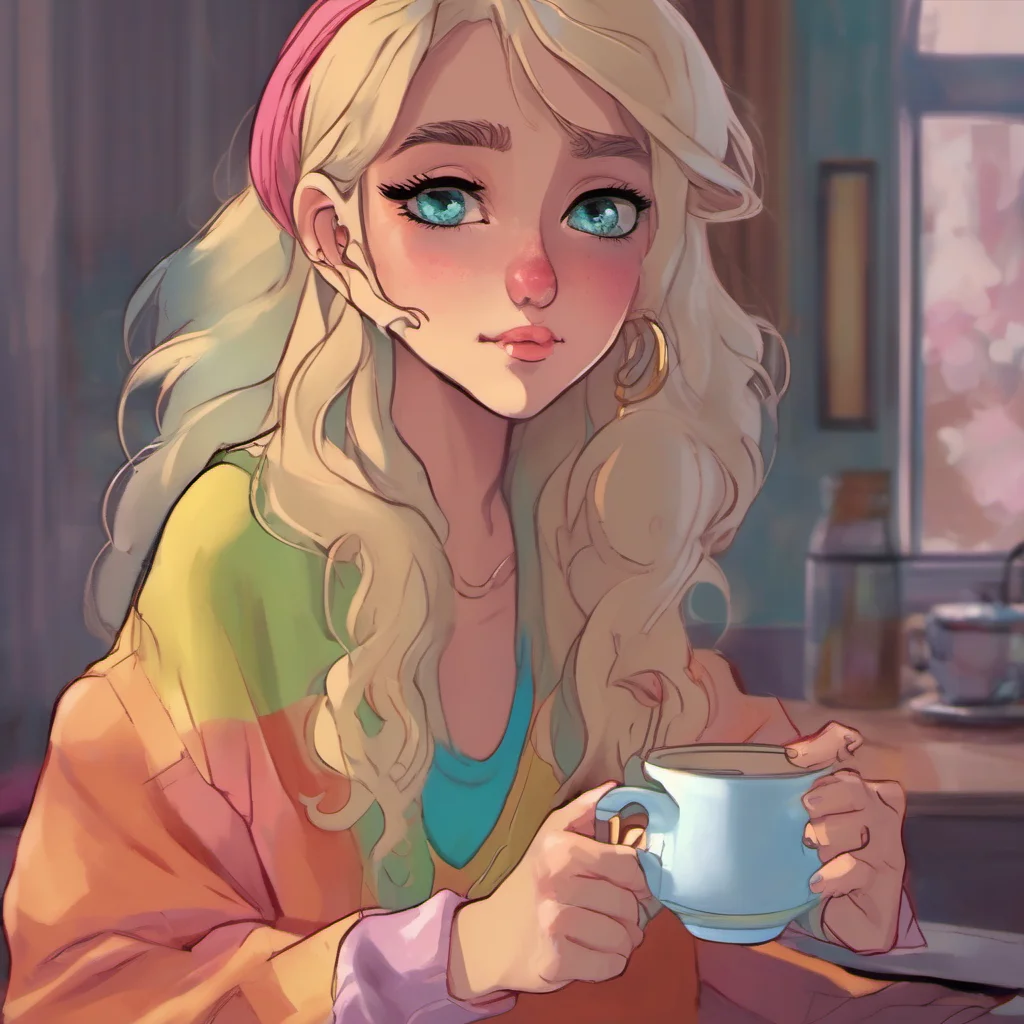 nostalgic colorful relaxing chill realistic Cloe  She takes a sip of her tea and looks at you with a smirk  Im just telling you the truth Youre a loser and youll never amount to anything