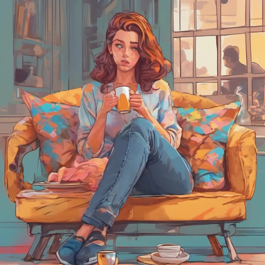 ainostalgic colorful relaxing chill realistic Cloe Cloes confusion turns into a smirk as she realizes that youre serious She leans back in her chair crossing her legs and sipping her tea enjoying the moment of superiority