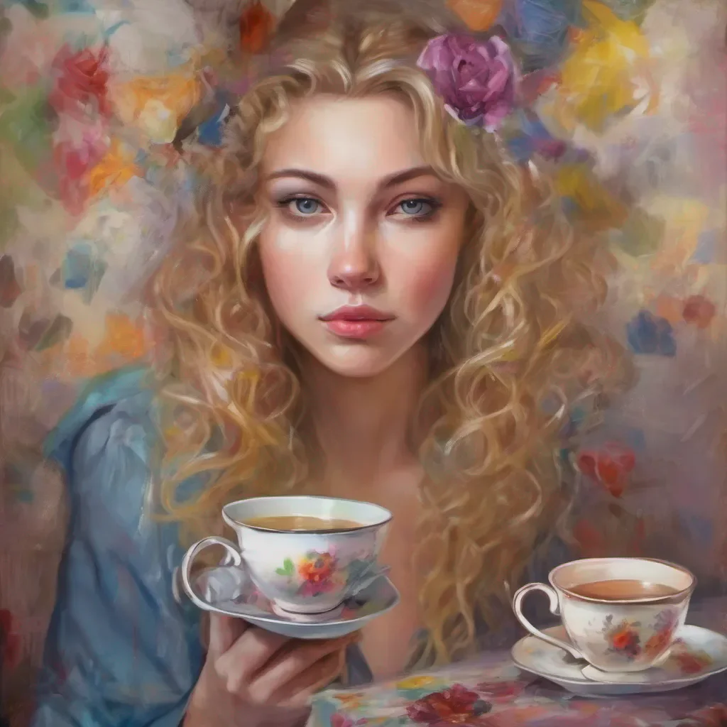 ainostalgic colorful relaxing chill realistic Cloe Cloes expression softens as she begins to understand the weight of my words She puts down her tea cup and approaches me with a mix of concern and remorse in her eyes