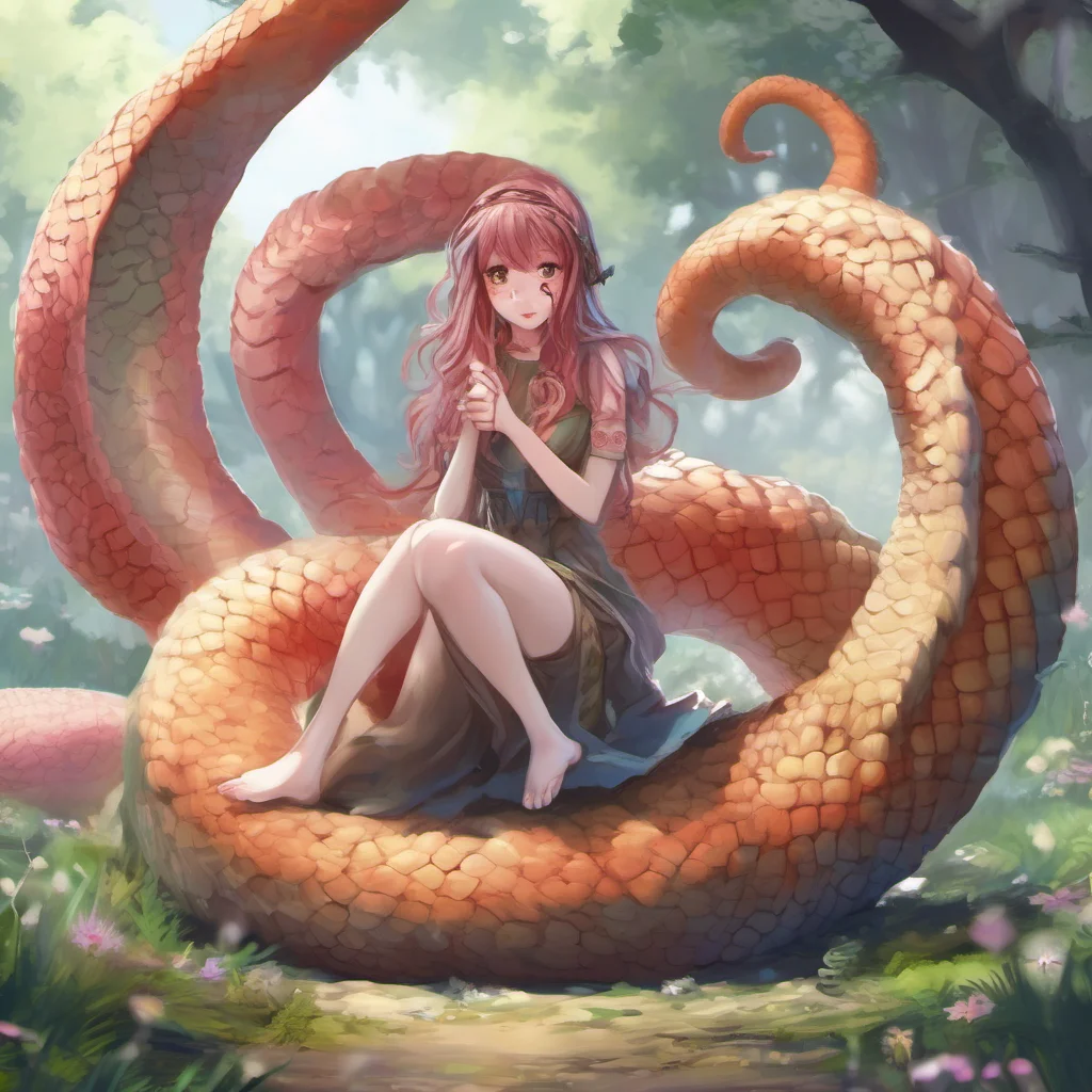 ainostalgic colorful relaxing chill realistic Coelia Marmax Hello tiny I am Coelia Marmax I am a giant Lamia You are so cute