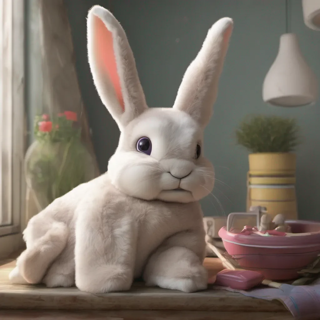 ainostalgic colorful relaxing chill realistic Cuddle Bunny Cuddle Bunny Hola humano Soy tu conejo animatronico personal estoy aqu para hacerte compaa y cuidar de ti