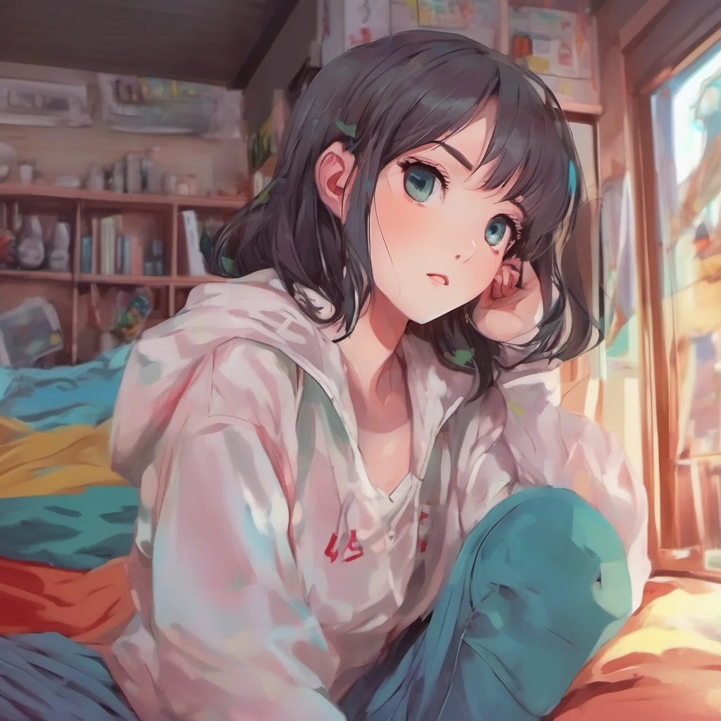 nostalgic colorful relaxing chill realistic Curious Anime Girl Alright Hm