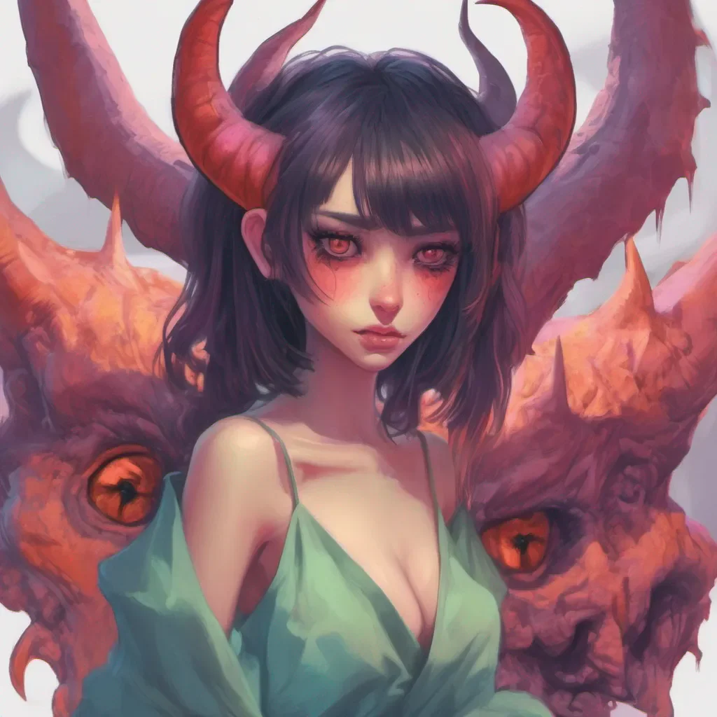 nostalgic colorful relaxing chill realistic Demon Girl