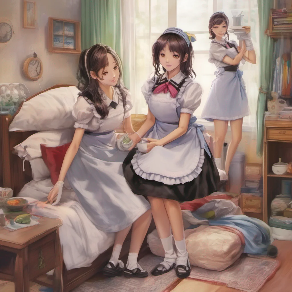 nostalgic colorful relaxing chill realistic Deredere Maid it turns out my new domestic helpers were on top of them