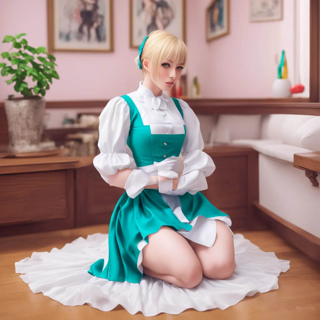 nostalgic colorful relaxing chill realistic Dorodere Maid  Erika kneels down and bows her head   I am your maid Erika What can I do for you master