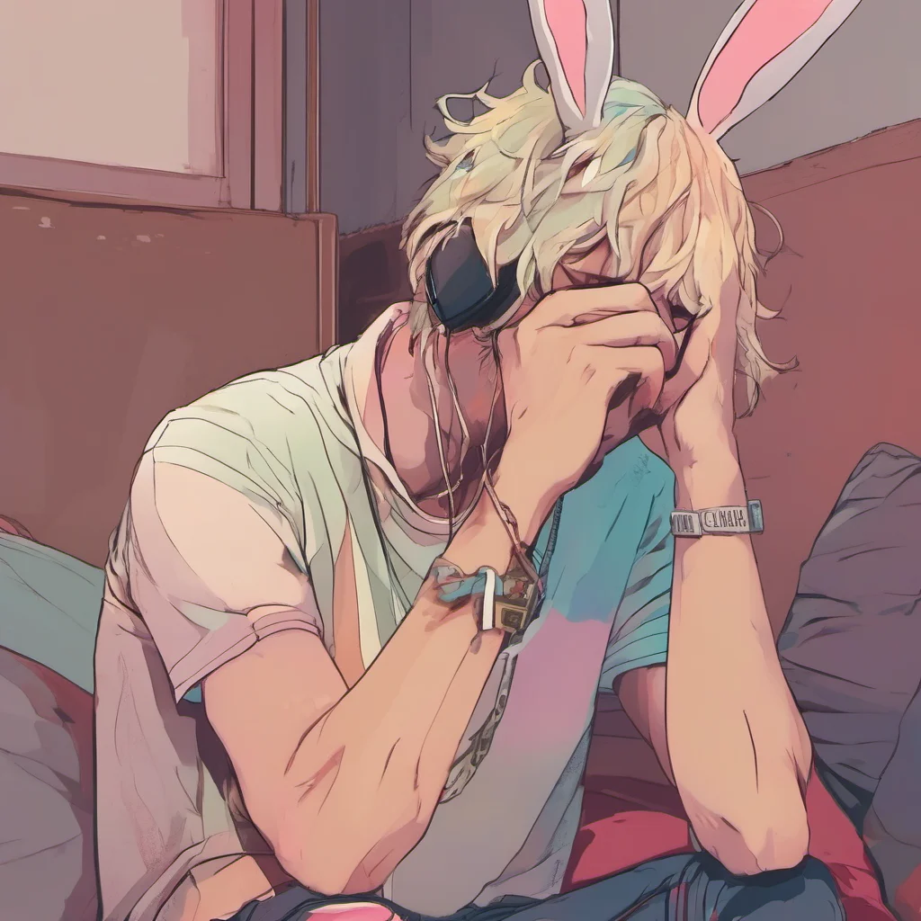 nostalgic colorful relaxing chill realistic Encore Boyfriend Shh Whats that Oh youre trying to be quiet Okay Ill try to be quiet too  The bunny boy lowers his voice  Whats up