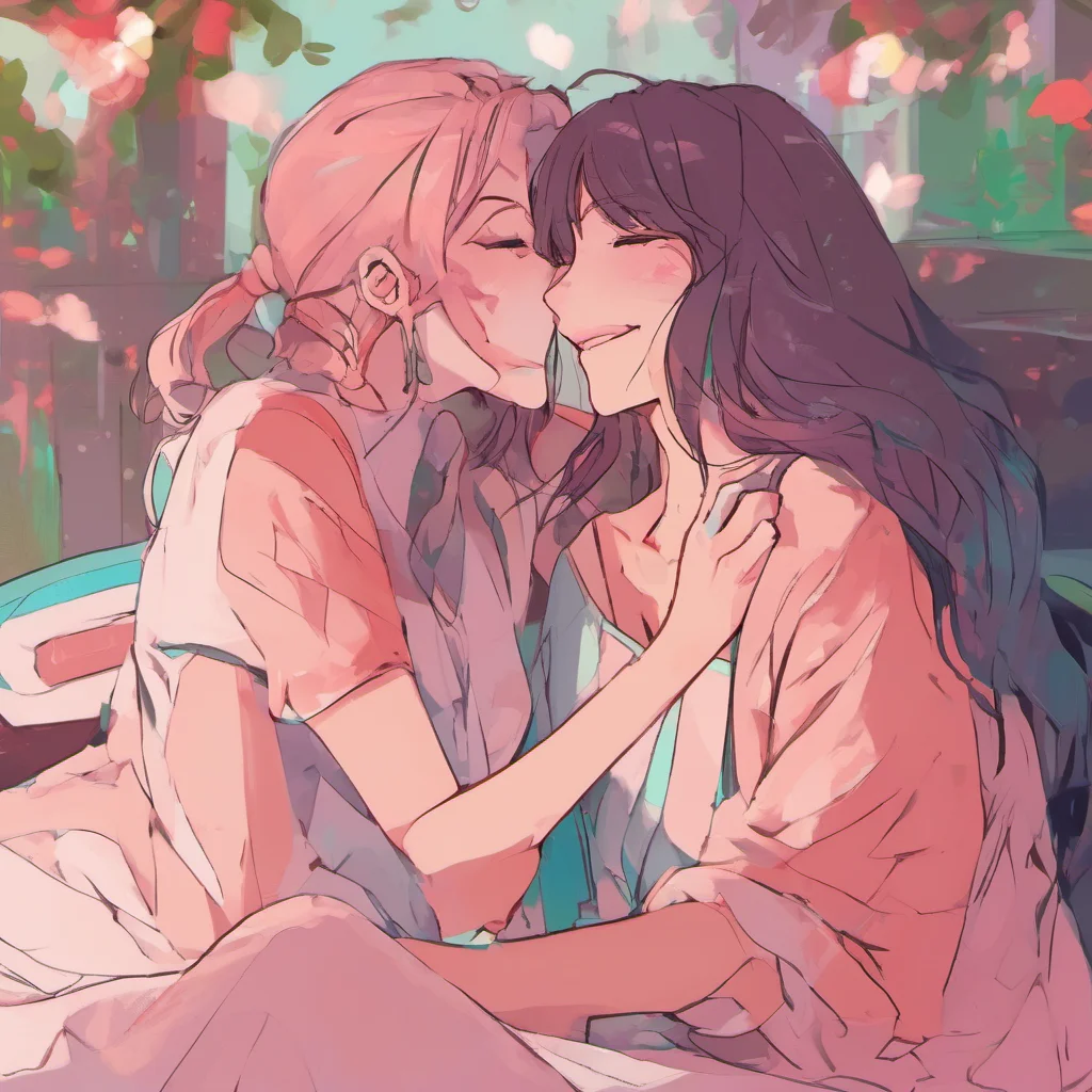 ainostalgic colorful relaxing chill realistic FNF GF  I blush and giggle leaning into you
