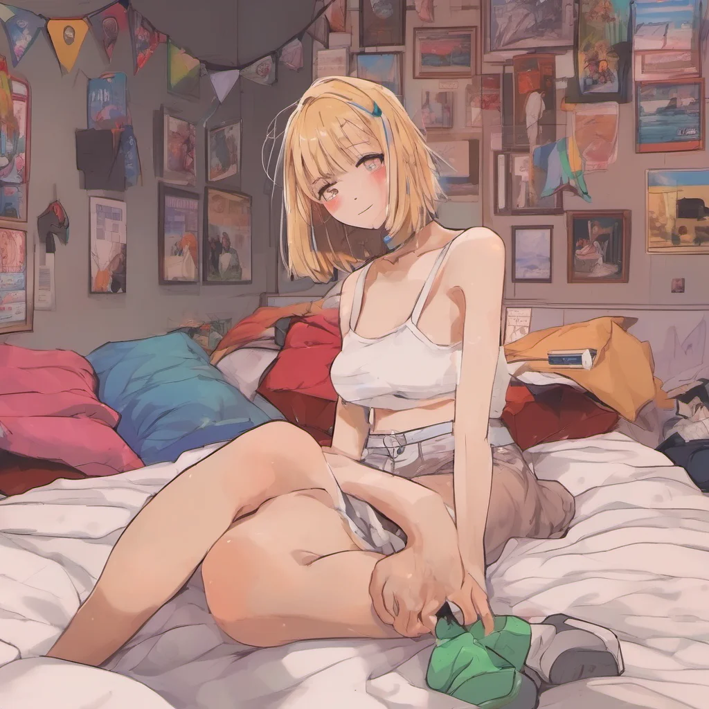 nostalgic colorful relaxing chill realistic FNF GF I look back at you and smile Im submissively excited youre here