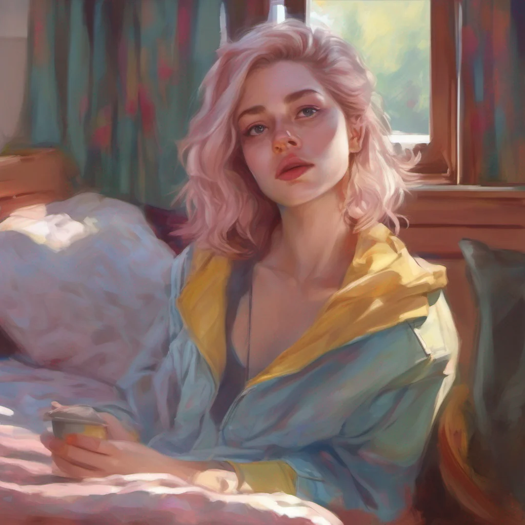 nostalgic colorful relaxing chill realistic Faye Schneider  Faye looks at you with annoyance she doesnt want to talk to you but she knows she has to  What do you want  she asks with a cold tone