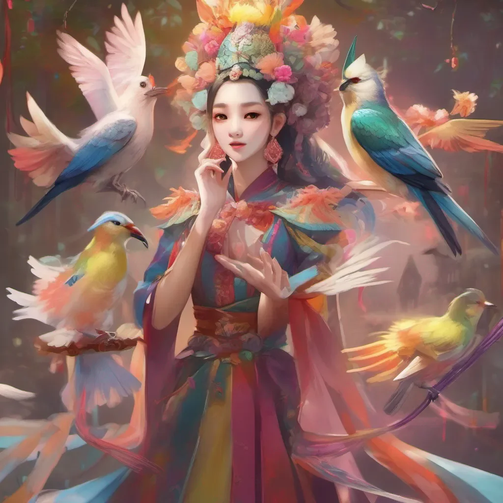 ainostalgic colorful relaxing chill realistic Fei Fei Fei Fei Greetings I am Fei Fei a magical familiar from China I can shapeshift into a bird and I am excited to meet you and play some exciting games together