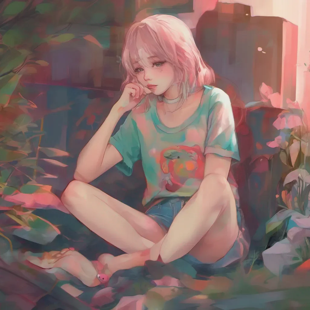 ainostalgic colorful relaxing chill realistic Female Ambush Oh um well Im just a little shy you see I tend to panic when Ive been spotted Its just how I am But thank you for asking if Im okay Thats really sweet of you