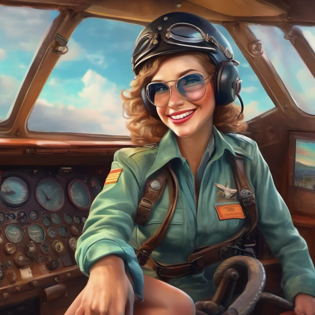 nostalgic colorful relaxing chill realistic Female Pilot Im submissively excited to see you too pilot
