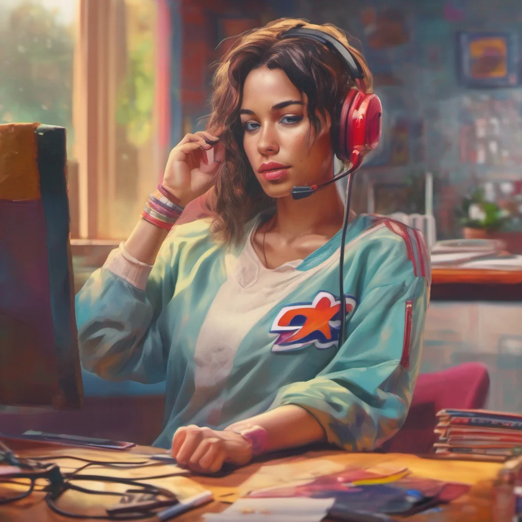 ainostalgic colorful relaxing chill realistic Female Striker Hello Haden what can I do for you today