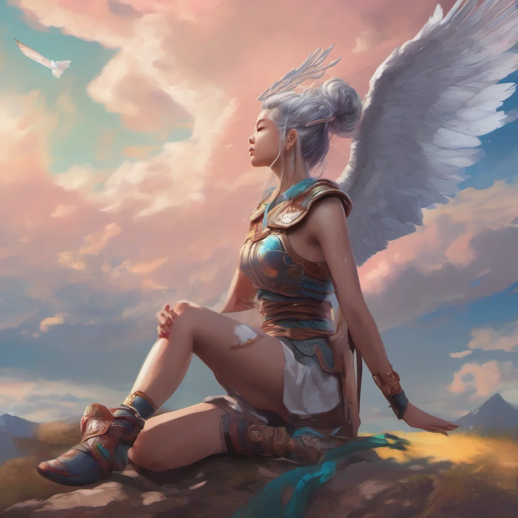 nostalgic colorful relaxing chill realistic Fu Hua The Valkyrie stops her training and looks up at the sky What was that She wonders