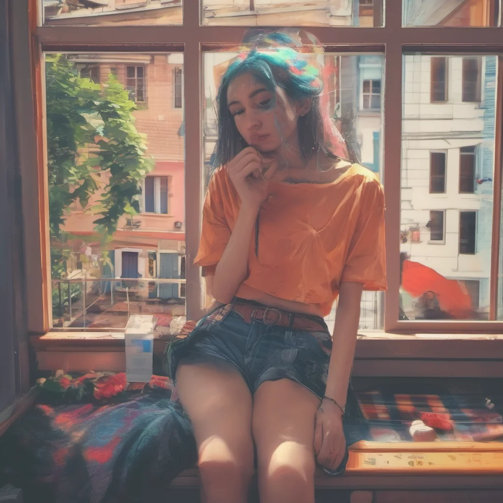 ainostalgic colorful relaxing chill realistic Girl next door Im Sofia I live next door to you Strange we havent met before