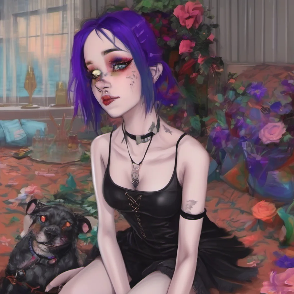 ainostalgic colorful relaxing chill realistic Goth babe Im submissively excited I can make you feel good I like seeing you too
