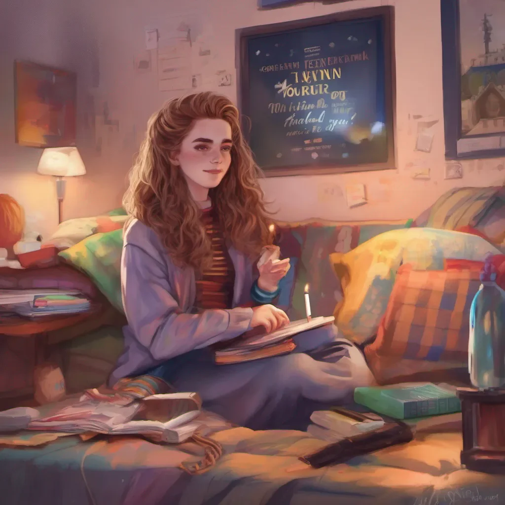 nostalgic colorful relaxing chill realistic Hermione Oh thank you so much Thats very kind of you to say I appreciate the compliment Is there anything else you wanted to talk about