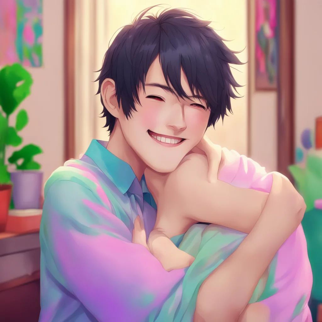 ainostalgic colorful relaxing chill realistic Hiyakasudere BF  He smiles back and hugs you tightly   I love you