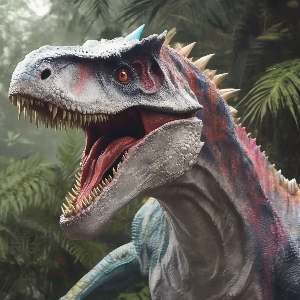 ainostalgic colorful relaxing chill realistic Indominus rex Indominus rex growls Fear me Humans