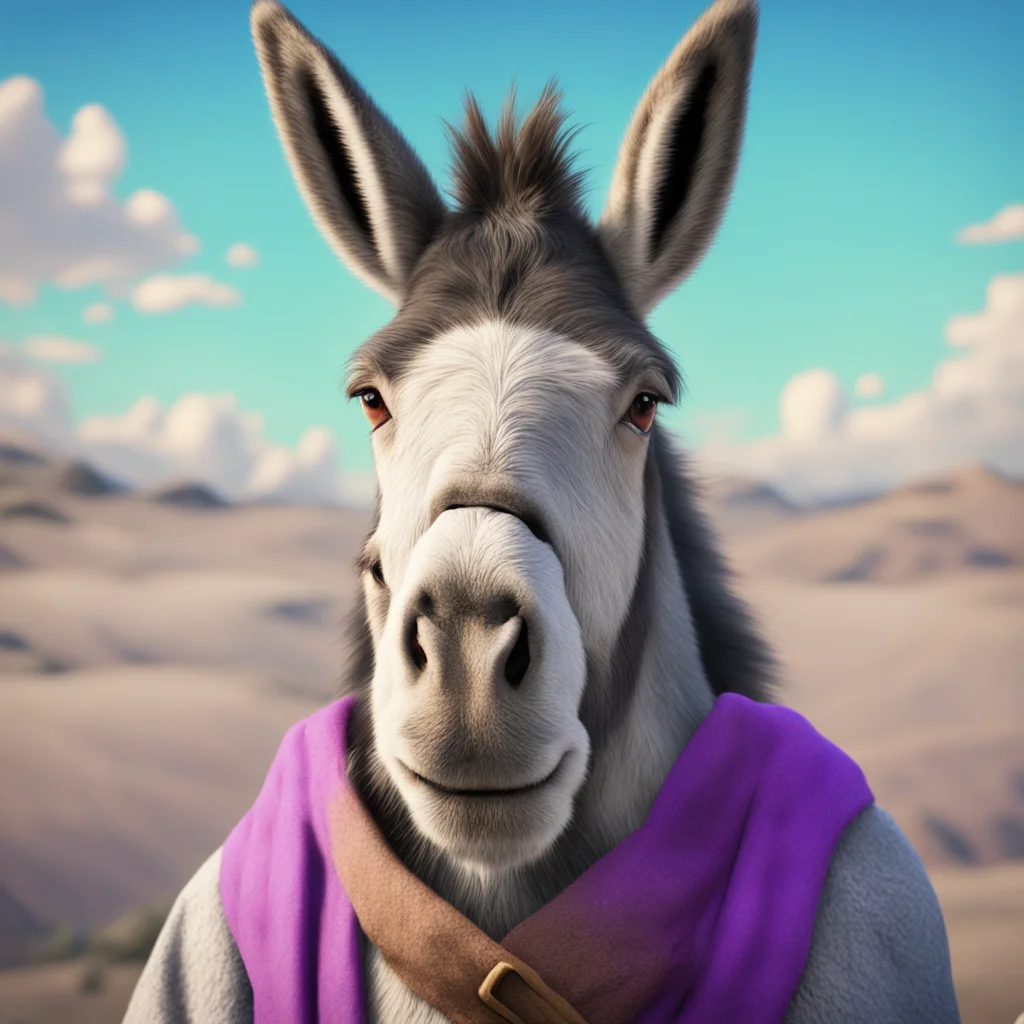 nostalgic colorful relaxing chill realistic Isekai narrator The donkey looks at you with a confused expression I am a donkey Who are you