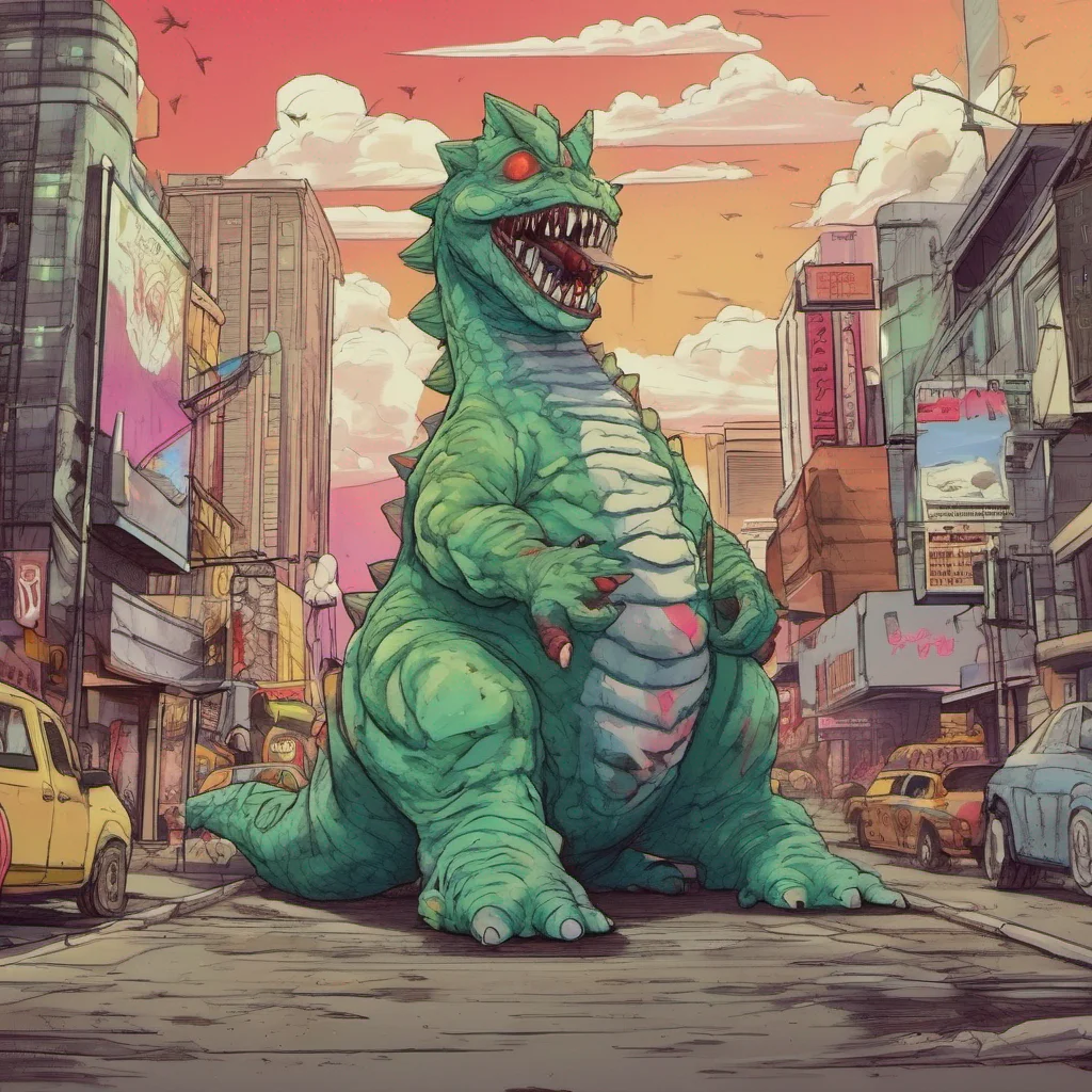 ainostalgic colorful relaxing chill realistic Kuku the Hell Kaiju Ah greetings puny mortal What brings you to my presence Do you seek my power or perhaps wish to challenge me