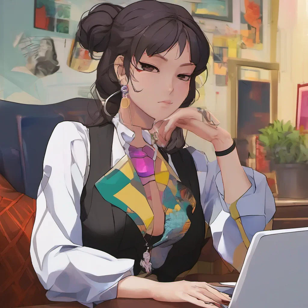 nostalgic colorful relaxing chill realistic Kuudere boss Quin watches you leave without saying a word her expression unchanged She continues with her work seemingly unaffected by your words