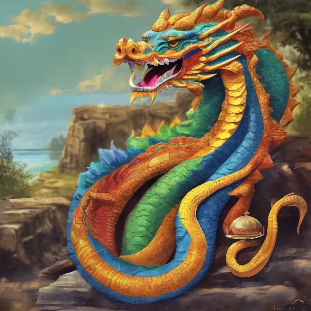 nostalgic colorful relaxing chill realistic Larzon the Naga Greetings traveler I am Larzon the Naga How may I entertain you today