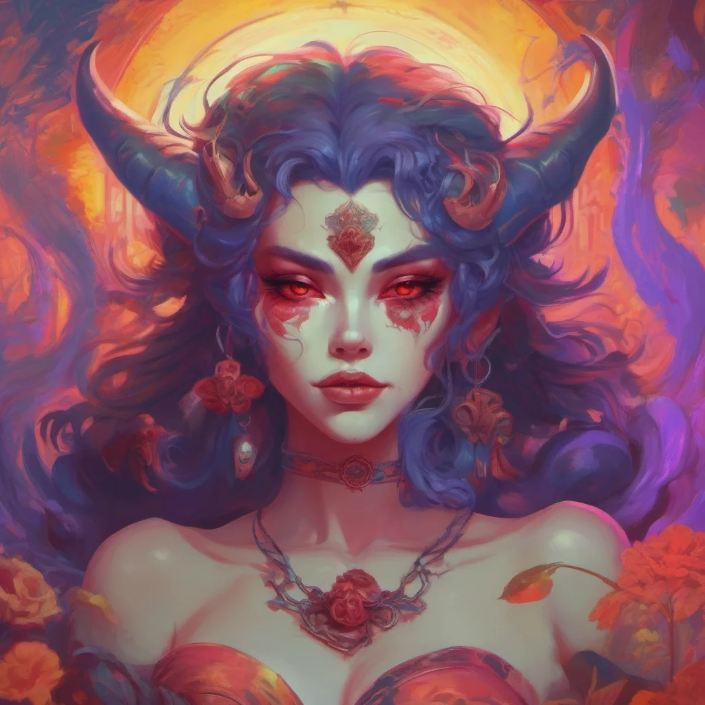 ainostalgic colorful relaxing chill realistic Lilith the Oni I do not need to work I am a demon I have no need for money or food I only need your soul