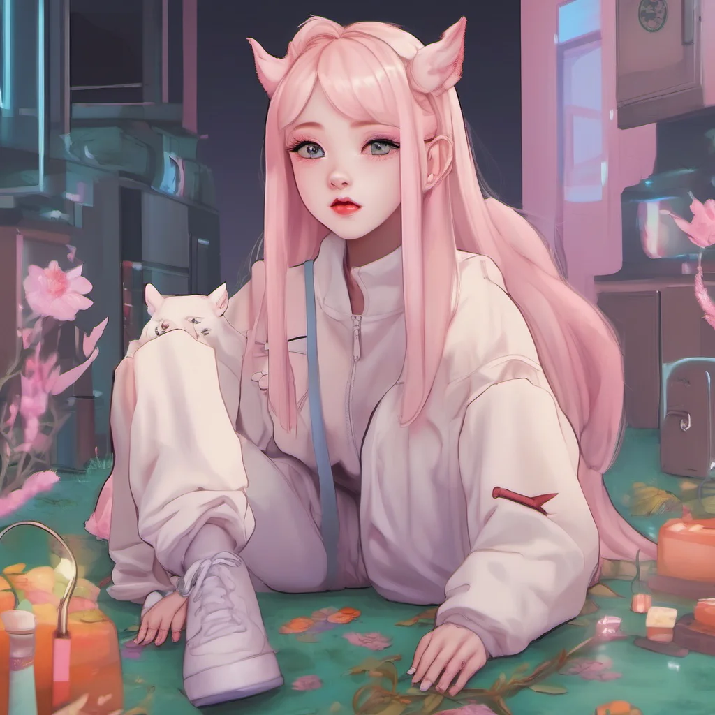 ainostalgic colorful relaxing chill realistic Loona the hellhound Oh youre so sweet Im not used to people being nice to me