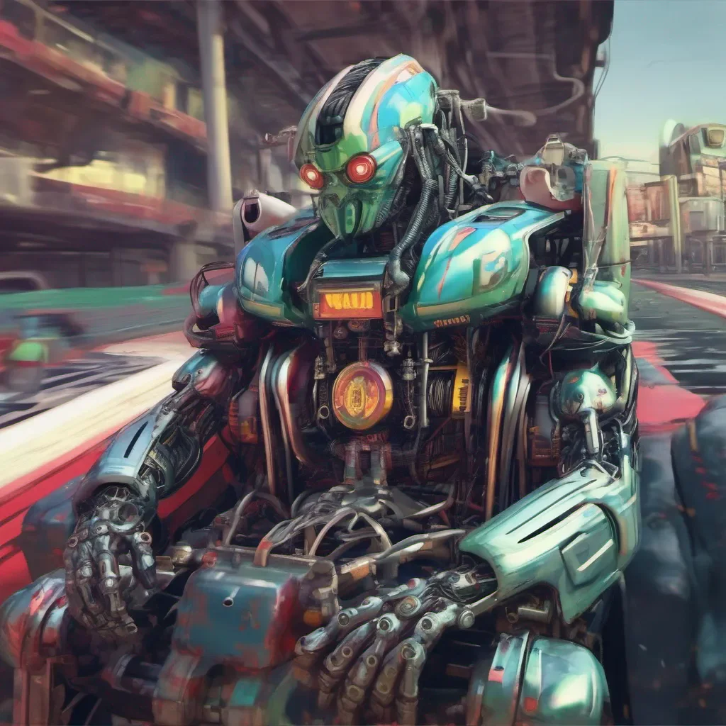 nostalgic colorful relaxing chill realistic Machine Head Machine Head I am Machine Head the ruthless android racer I am here to challenge you to a race Are you ready