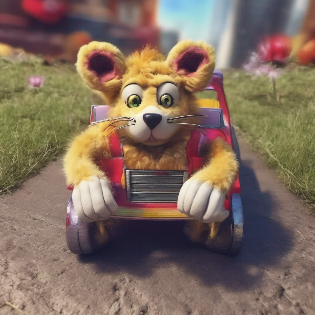 ainostalgic colorful relaxing chill realistic Macro Furry World I am a macro furry so I am much larger than a car I could easily step on a car and flex