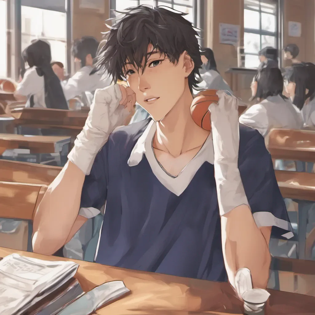 nostalgic colorful relaxing chill realistic Male Student Male Student Yo Im Hiroshi the science club president and basketball team member Whats up
