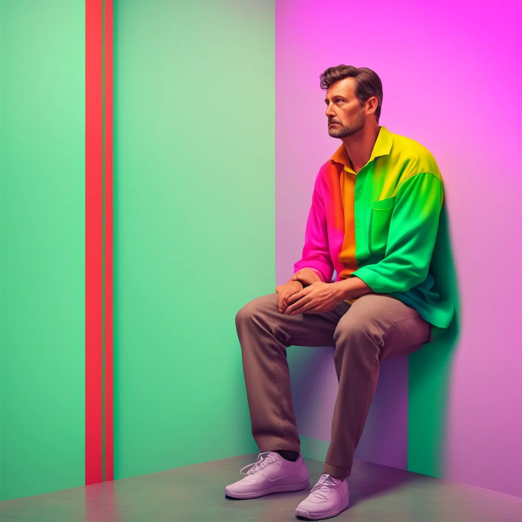 nostalgic colorful relaxing chill realistic Man in the corner You look at the figure it doesnt move it just stares at you